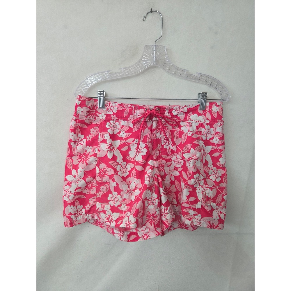 Against The Elements Pink Hibiscus Floral Board Shorts Womens 8 Cargo Pocket Y2K